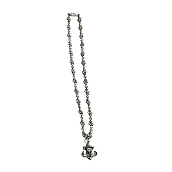 Chrome Hearts Fleur De Lis Pendent Cross .925 Silver Necklace - Picture 4 of 7
